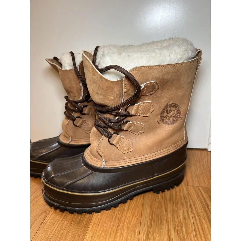 Vintage Eddie Bauer Boots Mens Size 8 Brown Leather Duck Snow Insulated USA